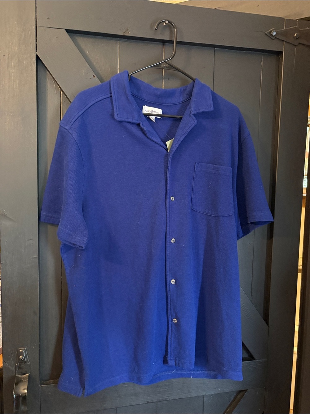 Goodfellow & Co Men's Royal Blue Short-Sleeve Button-Down Shirt with Pocket